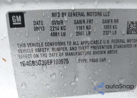 2014 Buick Lacrosse Leather Group из США, поврежденный, VIN 1G4GB5G39EF100975